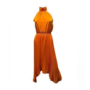 Auth Karl Lagerfeld Paris Halter-neck Pleated Dress